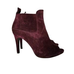 Pedro Garcia Sybil Port Velour Suede Heeled Peep Toe Ankle Bootie Size 7.5
